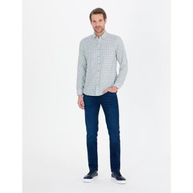 Pierre Cardin 50264910-VR007 Aqua Desenli Erkek Gömlek
