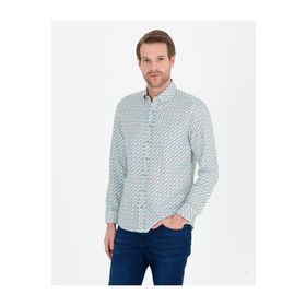 Pierre Cardin 50264910-VR007 Aqua Desenli Erkek Gömlek