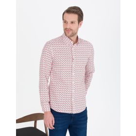 Pierre Cardin 50264910-VR039 Nar Çieği Desenli Erkek Gömlek