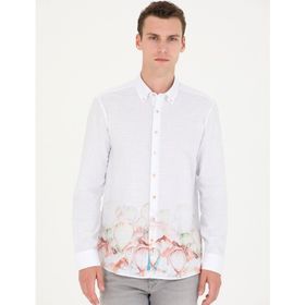 Pierre Cardin 50265051-VR092 Açık Yeşil Desenli Erkek Gömlek