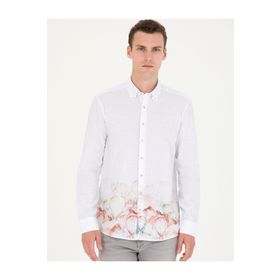 Pierre Cardin 50265051-VR092 Açık Yeşil Desenli Erkek Gömlek