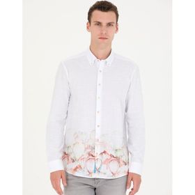 Pierre Cardin 50265051-VR092 Açık Yeşil Desenli Erkek Gömlek