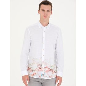 Pierre Cardin 50265051-VR092 Açık Yeşil Desenli Erkek Gömlek