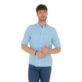 Pierre Cardin 50265119-VR007 Aqua Desenli Erkek Gömlek