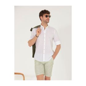 Pierre Cardin 50265119-VR013 Beyaz Desenli Erkek Gömlek