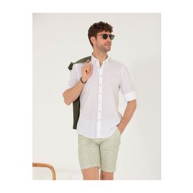 Pierre Cardin 50265119-VR013 Beyaz Desenli Erkek Gömlek