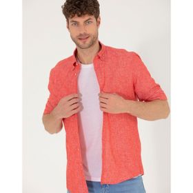 Pierre Cardin 50265119-VR030 Kırmızı Desenli Erkek Gömlek