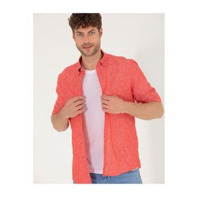 Pierre Cardin 50265119-VR030 Kırmızı Desenli Erkek Gömlek