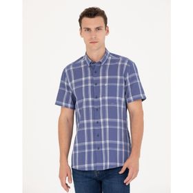 Pierre Cardin 50265125-VR033 Lacivert Kısa Kollu Erkek Gömlek
