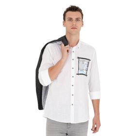 Pierre Cardin 50265588-VR013 Beyaz Desenli Erkek Gömlek