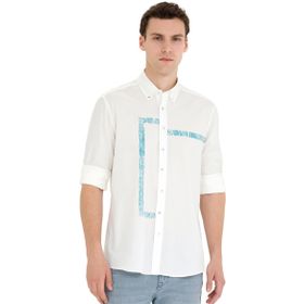 Pierre Cardin 50265593-VR007 Aqua Desenli Erkek Gömlek