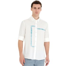 Pierre Cardin 50265593-VR007 Aqua Desenli Erkek Gömlek