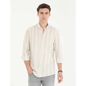 Pierre Cardin 50265625-VR011 Bej Erkek Gömlek