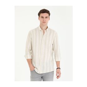 Pierre Cardin 50265625-VR011 Bej Erkek Gömlek