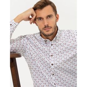 Pierre Cardin 50265765-VR013 Beyaz Desenli Erkek Gömlek