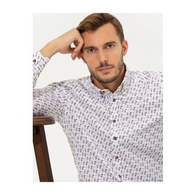 Pierre Cardin 50265765-VR013 Beyaz Desenli Erkek Gömlek