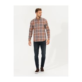 Pierre Cardin 50265979-VR014 Bordo Desenli Erkek Gömlek