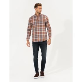 Pierre Cardin 50265979-VR014 Bordo Desenli Erkek Gömlek