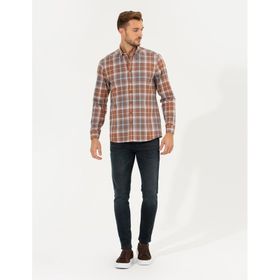 Pierre Cardin 50265979-VR014 Bordo Desenli Erkek Gömlek