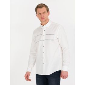 Pierre Cardin 50266025-VR013 Beyaz Desenli Erkek Gömlek