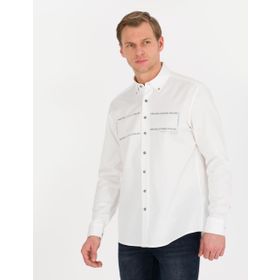Pierre Cardin 50266025-VR013 Beyaz Desenli Erkek Gömlek