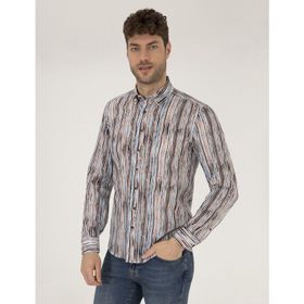 Pierre Cardin 50266593-VR033 Lacivert Desenli Erkek Gömlek