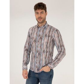 Pierre Cardin 50266593-VR033 Lacivert Desenli Erkek Gömlek
