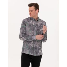 Pierre Cardin 50266599-VR024 Gri Desenli Erkek Gömlek