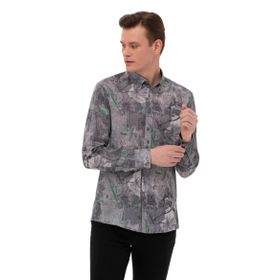 Pierre Cardin 50266599-VR024 Gri Desenli Erkek Gömlek
