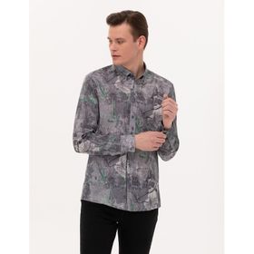 Pierre Cardin 50266599-VR024 Gri Desenli Erkek Gömlek