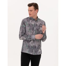 Pierre Cardin 50266599-VR024 Gri Desenli Erkek Gömlek