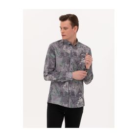 Pierre Cardin 50266599-VR024 Gri Desenli Erkek Gömlek