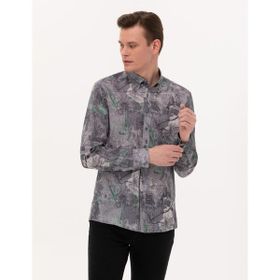 Pierre Cardin 50266599-VR024 Gri Desenli Erkek Gömlek