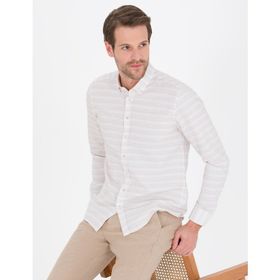 Pierre Cardin 50267994-VR011 Bej Desenli Erkek Gömlek