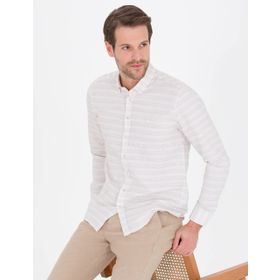 Pierre Cardin 50267994-VR011 Bej Desenli Erkek Gömlek