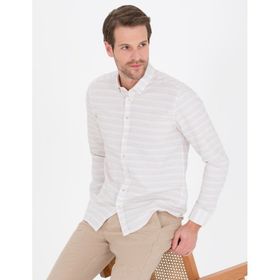 Pierre Cardin 50267994-VR011 Bej Desenli Erkek Gömlek