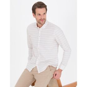 Pierre Cardin 50267994-VR011 Bej Desenli Erkek Gömlek