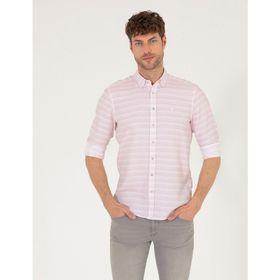 Pierre Cardin 50267994-VR026 Gül Kurusu Desenli Erkek Gömlek