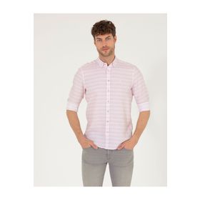 Pierre Cardin 50267994-VR026 Gül Kurusu Desenli Erkek Gömlek