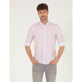 Pierre Cardin 50267994-VR026 Gül Kurusu Desenli Erkek Gömlek