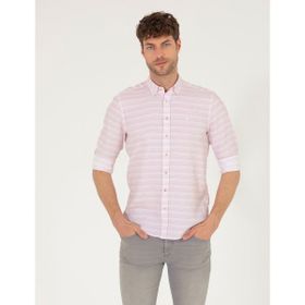 Pierre Cardin 50267994-VR026 Gül Kurusu Desenli Erkek Gömlek