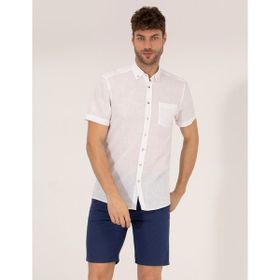 Pierre Cardin 50268184-VR013 Beyaz Kısa Kollu Erkek Gömlek