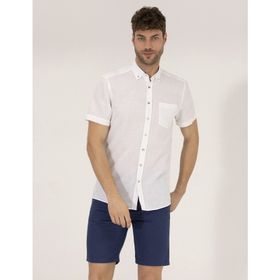 Pierre Cardin 50268184-VR013 Beyaz Kısa Kollu Erkek Gömlek