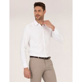 Pierre Cardin 50268227-VR013 Beyaz Desenli Erkek Gömlek