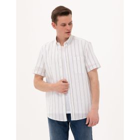 Pierre Cardin 50269430-VR027 Haki Kısa Kollu Erkek Gömlek