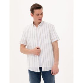 Pierre Cardin 50269430-VR027 Haki Kısa Kollu Erkek Gömlek