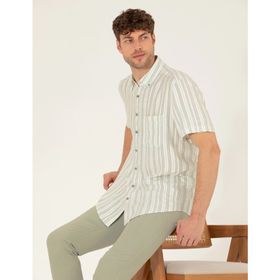 Pierre Cardin 50269432-VR092 Açık Yeşil Desenli Erkek Gömlek