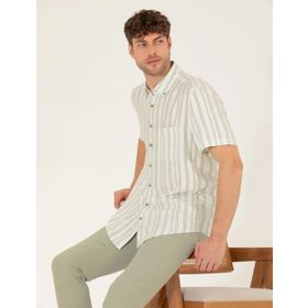 Pierre Cardin 50269432-VR092 Açık Yeşil Desenli Erkek Gömlek