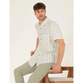 Pierre Cardin 50269432-VR092 Açık Yeşil Desenli Erkek Gömlek