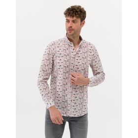 Pierre Cardin 50269435-VR011 Bej Desenli Erkek Gömlek